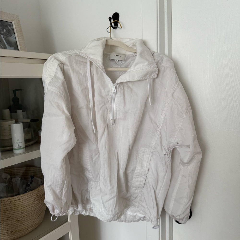 CLEAR OUT SALE White Quarter-Zip Windbreaker Jacket